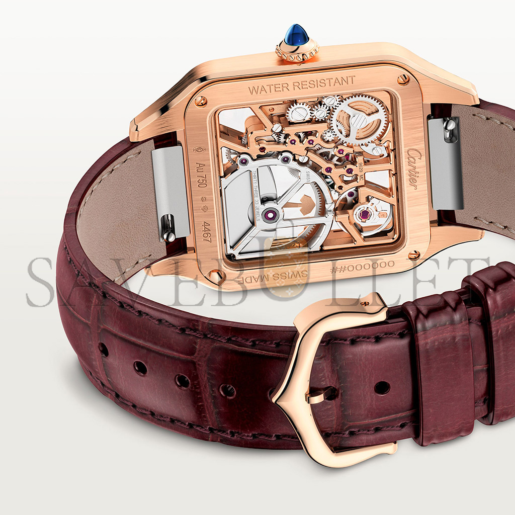 Ca*t*er santos-dumont skeleton watch with micro-rotor whsa0030